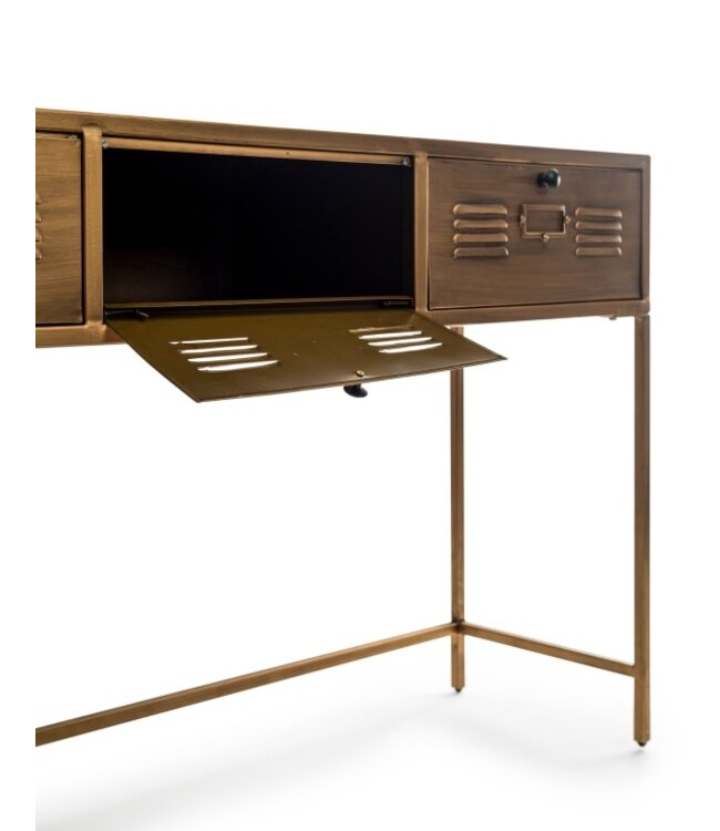 McGowan & Rutherford Brushed Antique Gold Metal Console Table