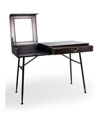 McGowan & Rutherford Black & Antique Gold "Orwell" Desk With Vanity Mirror