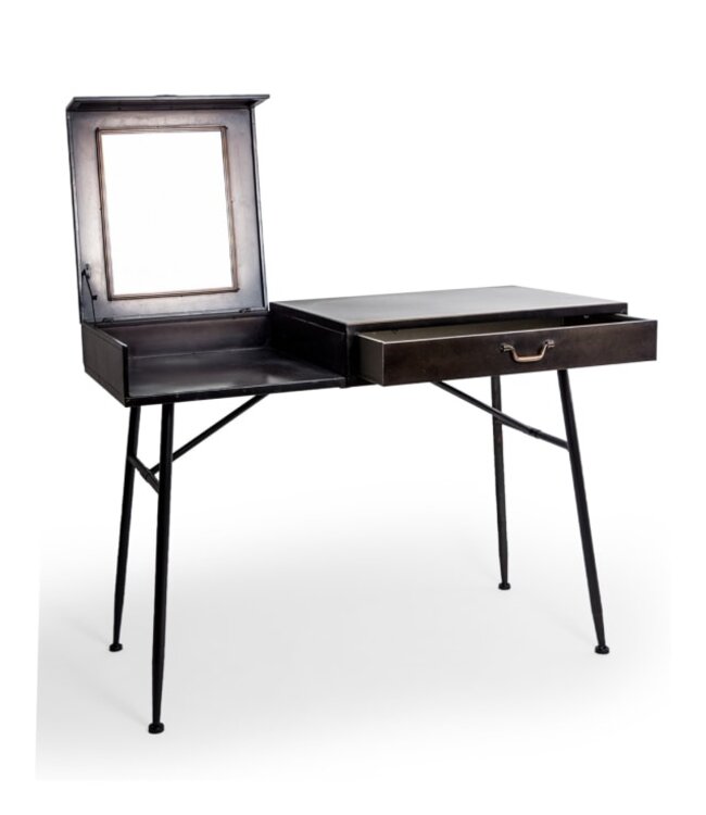 McGowan & Rutherford Black & Antique Gold  Desk With Vanity Mirror