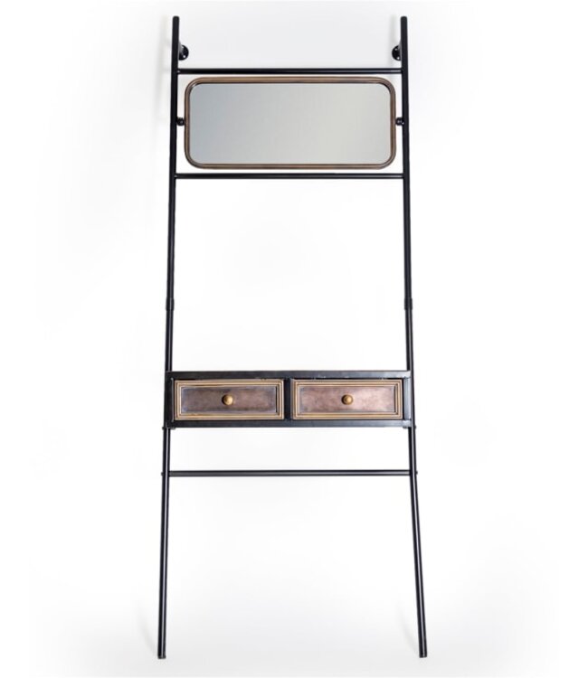 McGowan & Rutherford Black & Antique Gold Console Unit With Mirror