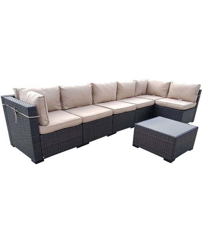 Brown Rattan 6 Seater Garden Sofa Set