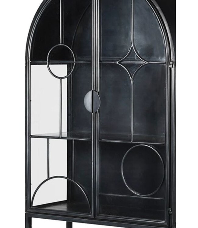 Black 4 Shelf Metal Geometric Cabinet