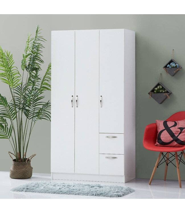 Essentials 3 Door Wardrobe With Drawers