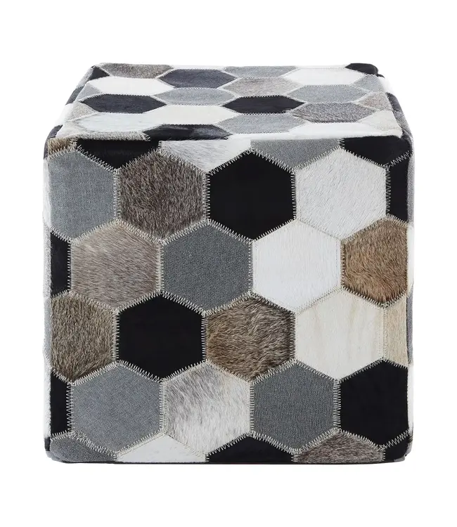 Safira Black | Grey | White Patchwork Pouffe