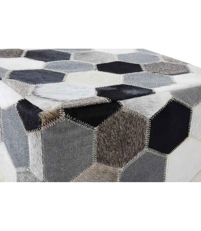 Safira Black | Grey | White Patchwork Pouffe