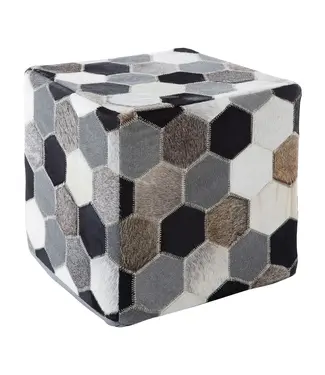 Safira Black | Grey | White Patchwork Pouffe