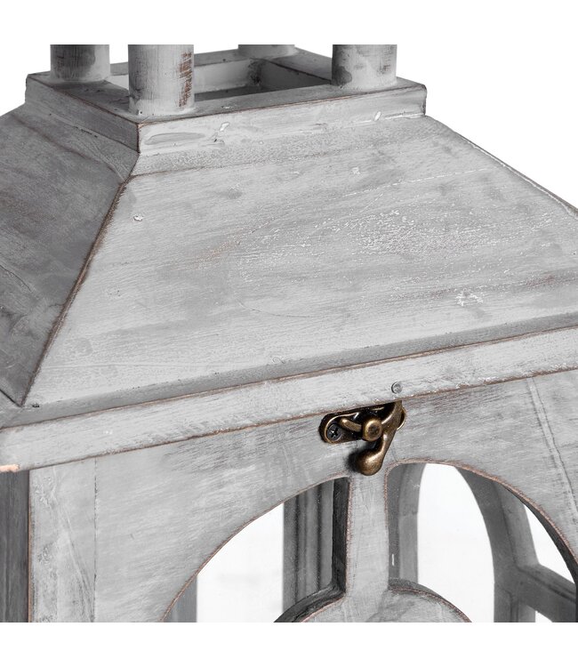 Hill Interiors Set of 3 Grey Wooden Lanterns Archway Design