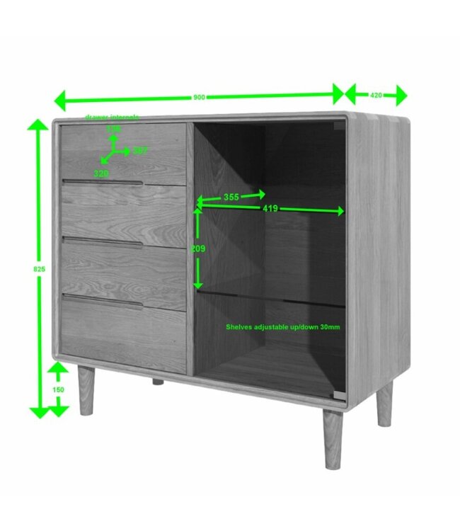 Homestyle GB Scandic Oak Small Glazed Chest