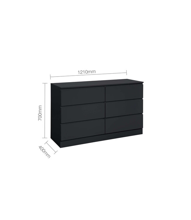 Birlea Oslo Black 6 Drawer Chest