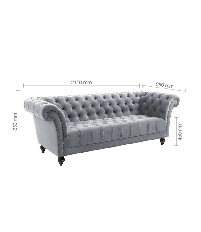 Birlea Chester Grey 3 Seater Sofa