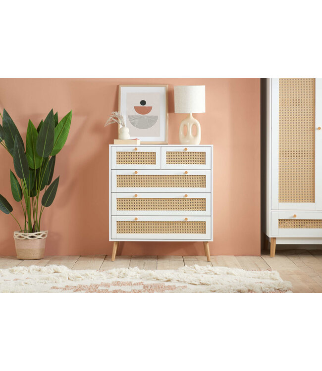 Birlea Croxley Rattan 5 Drawer Chest