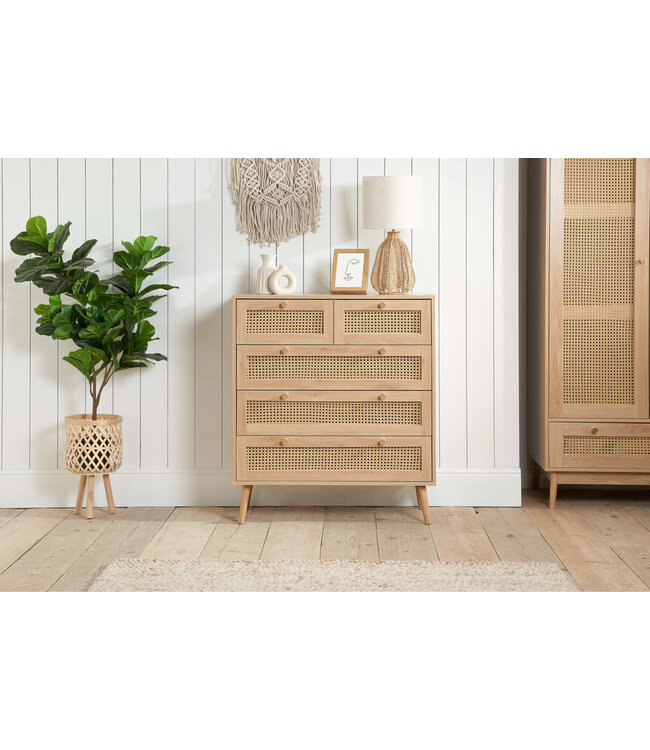 Birlea Croxley Rattan 5 Drawer Chest