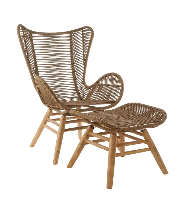 Sisal Rope Lounge Chair With Stool
