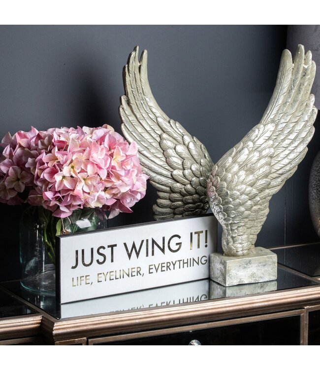 Hill Interiors Large Freestanding Silver Angel Wings