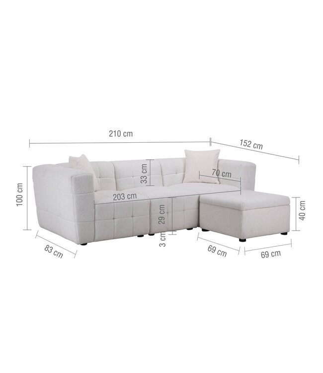 Birlea Milo 3 Seater Sofa With Footstool