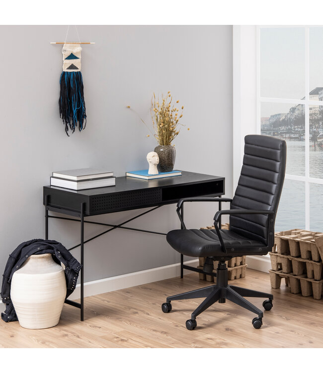Furniture to Go Angus Black Desk With Sliding Door
