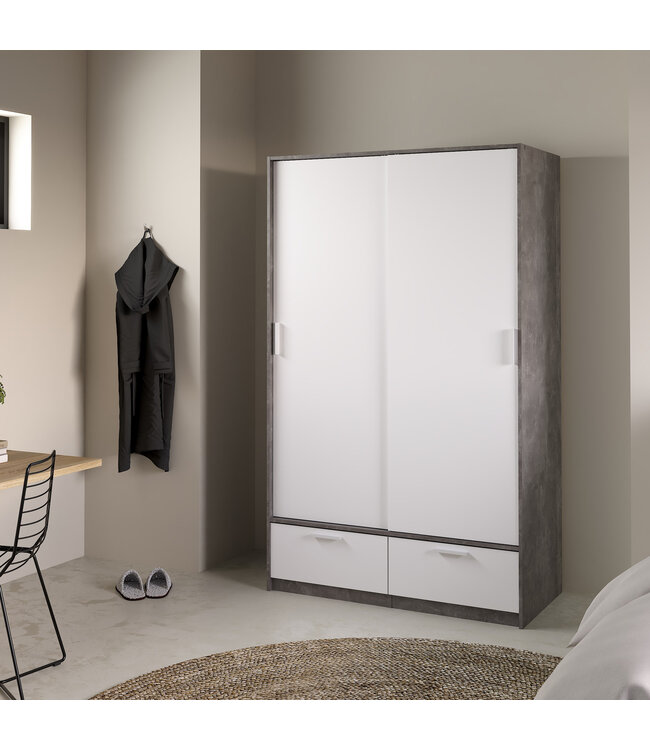 Furniture to Go Line Wardrobe 2 Sliding Doors 2 Drawers