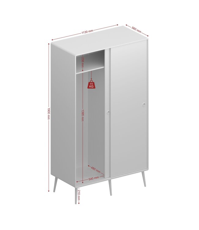 Furniture to Go Softline Wardrobe 2 Sliding Doors