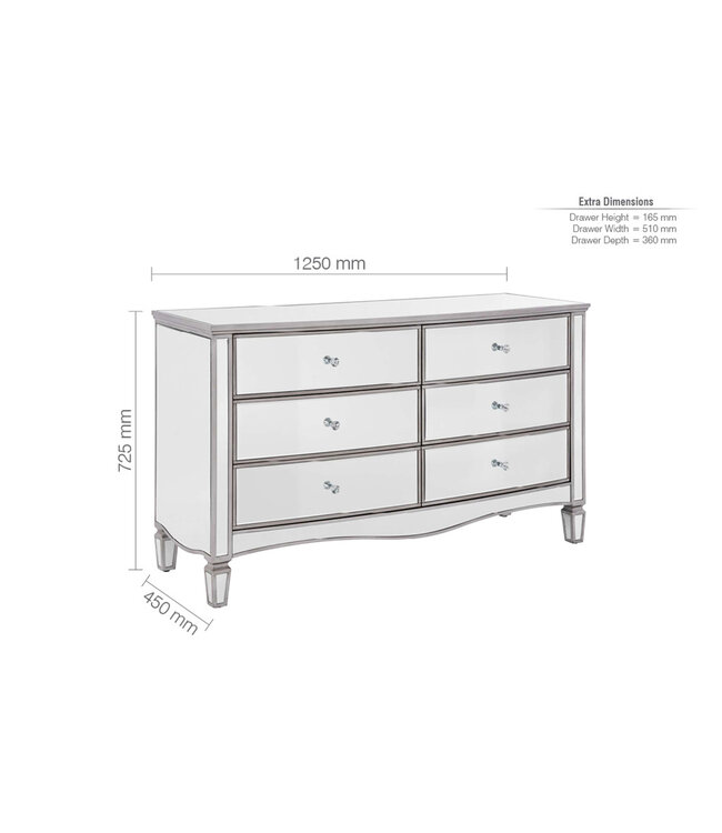 Birlea Elysee 6 Drawer Wide Chest