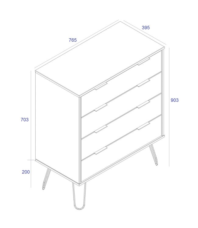 Core Products Augusta White 4 Drawer Chest