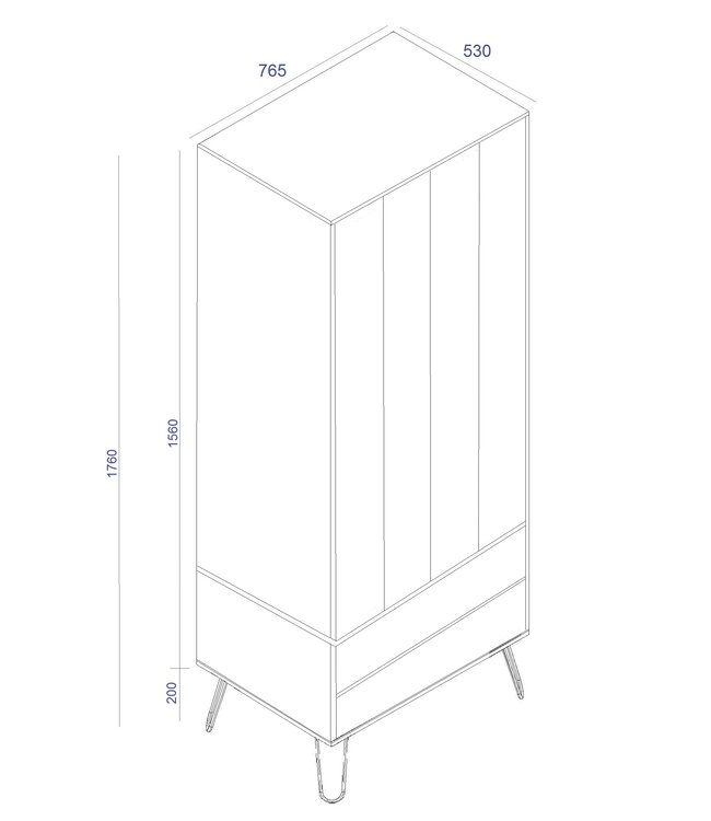 Core Products Augusta Driftwood 2 Door Wardrobe