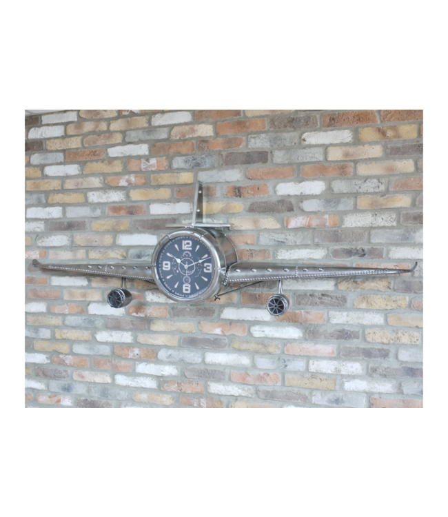 Large Silver Aeroplane Clock