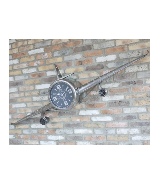 Large Silver Aeroplane Clock