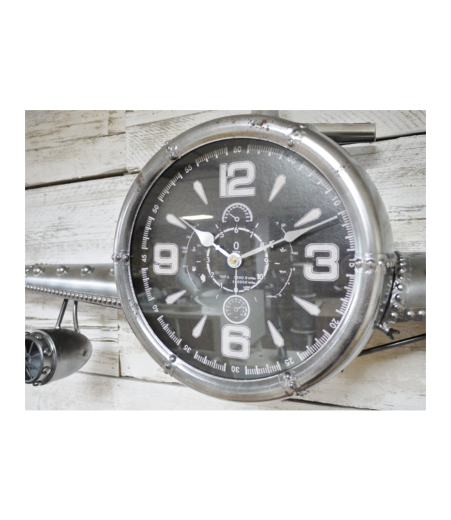 Large Silver Aeroplane Clock