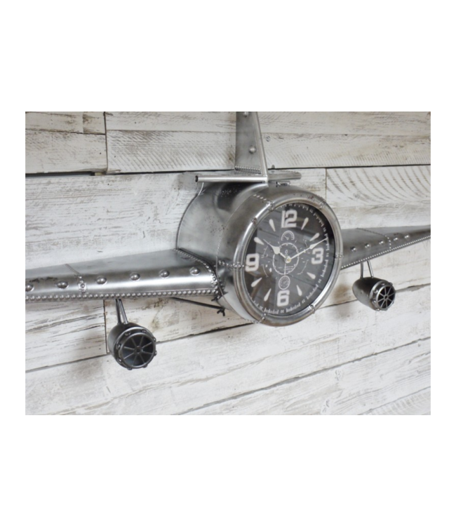 Large Silver Aeroplane Clock