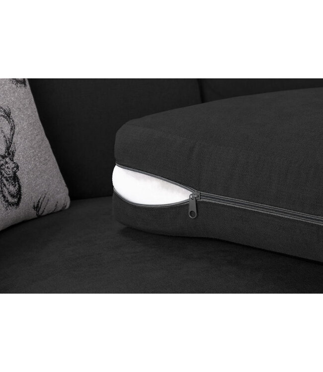 Verona Black Large Corner Sofa