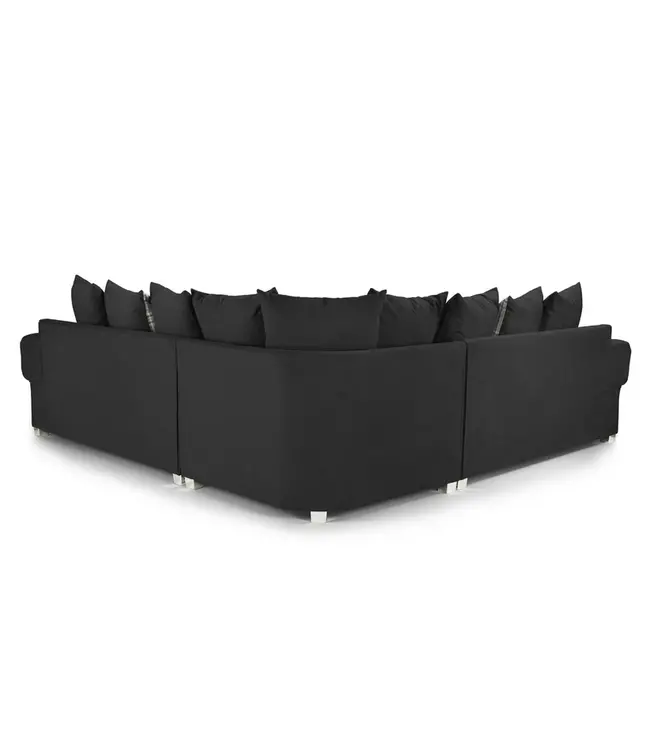 Verona Black Large Corner Sofa