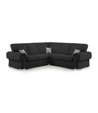 Verona Black Large Corner Sofa