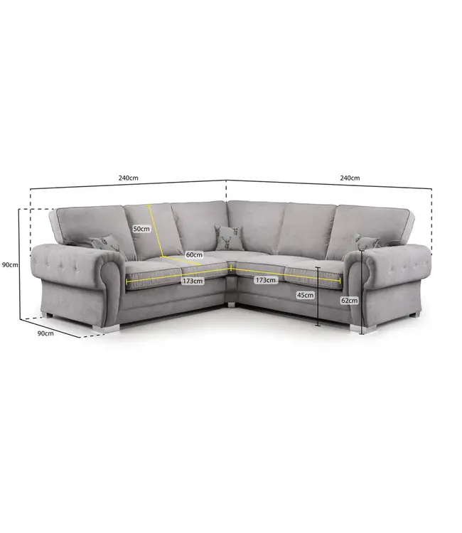 Verona Black Large Corner Sofa