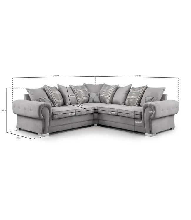 Verona Black Large Corner Sofa