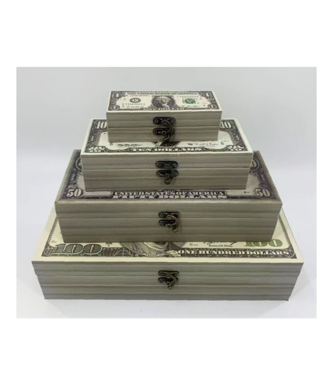 McGowan & Rutherford Set of 4 Dollar Cash Notes Storage Boxes