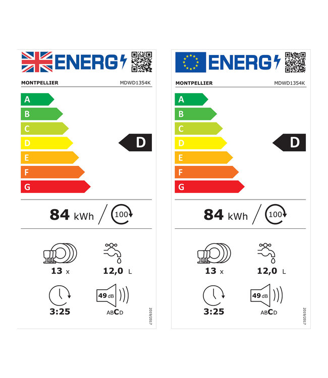 Montpellier MDWD1354K Black Dishwasher