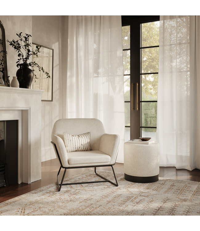 LPD Furniture Lara Ivory Boucle Pouffe