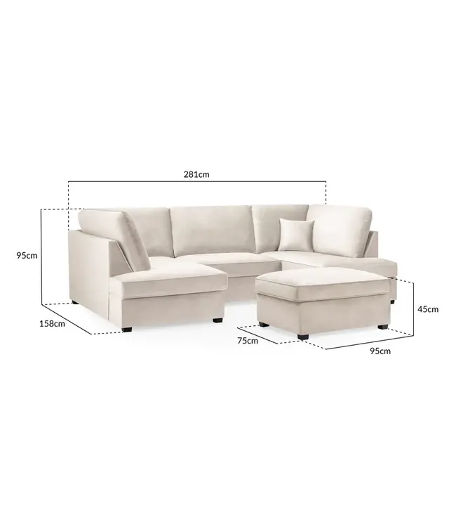Carnaby Plush U Shape Corner Sofa