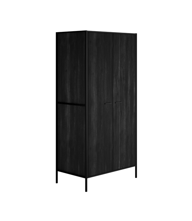 LPD Furniture Hoxton Black 2 Door Wardrobe