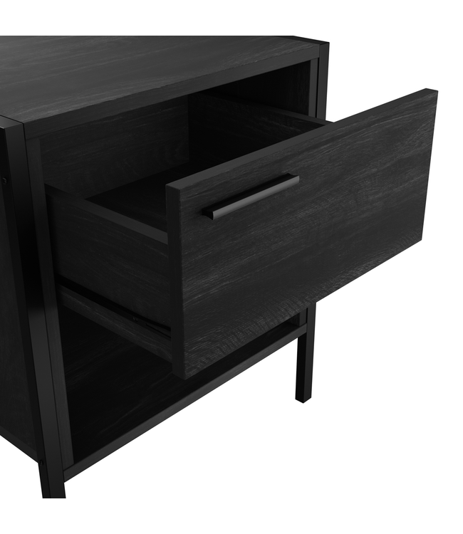 LPD Furniture Hoxton Black Bedside Table