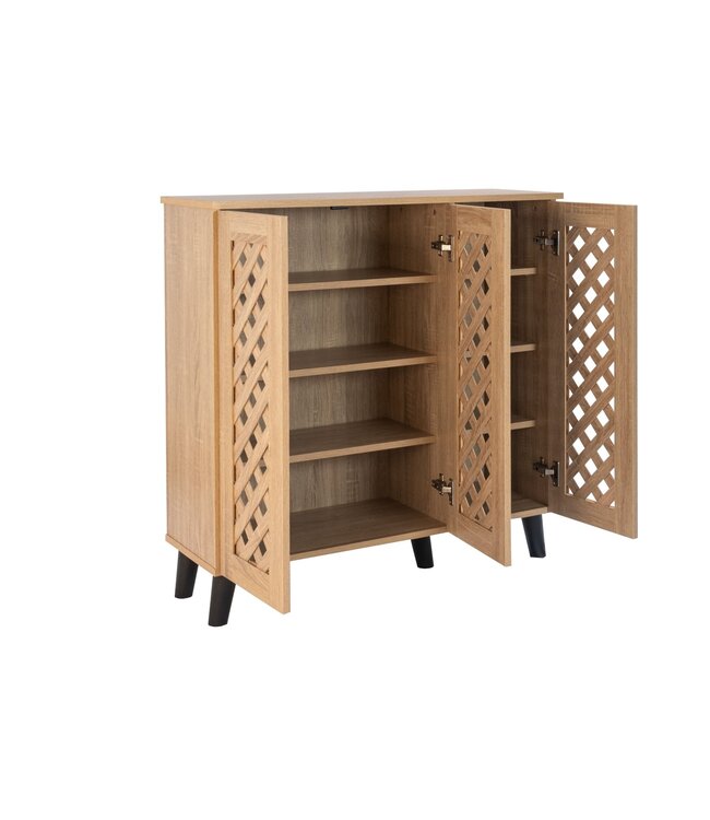 Timber Art Design Elegant Sonoma Oak 3 Door Shoe Cabinet