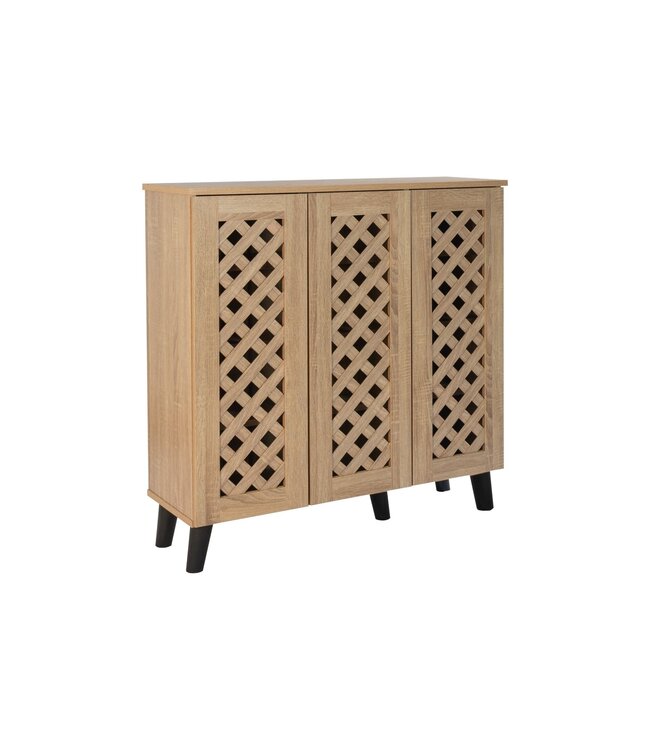 Timber Art Design Elegant Sonoma Oak 3 Door Shoe Cabinet