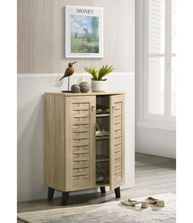 Timber Art Design Modern Sonoma Oak 2 Door Shoe Cabinet