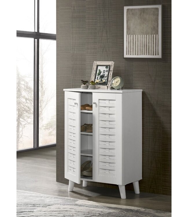 Timber Art Design Modern White 2 Door Shoe Cabinet