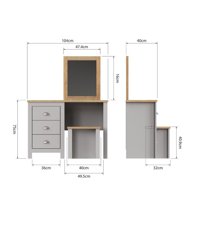 Timber Art Design Lisbon Dressing Table Set