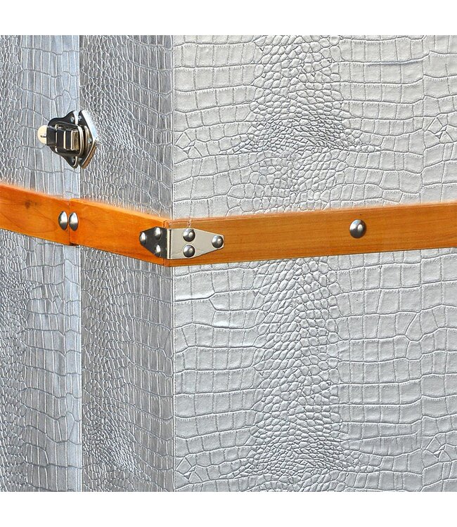 Mock Croc Silver Luggage Trunk