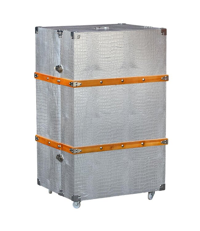 Mock Croc Silver Luggage Trunk
