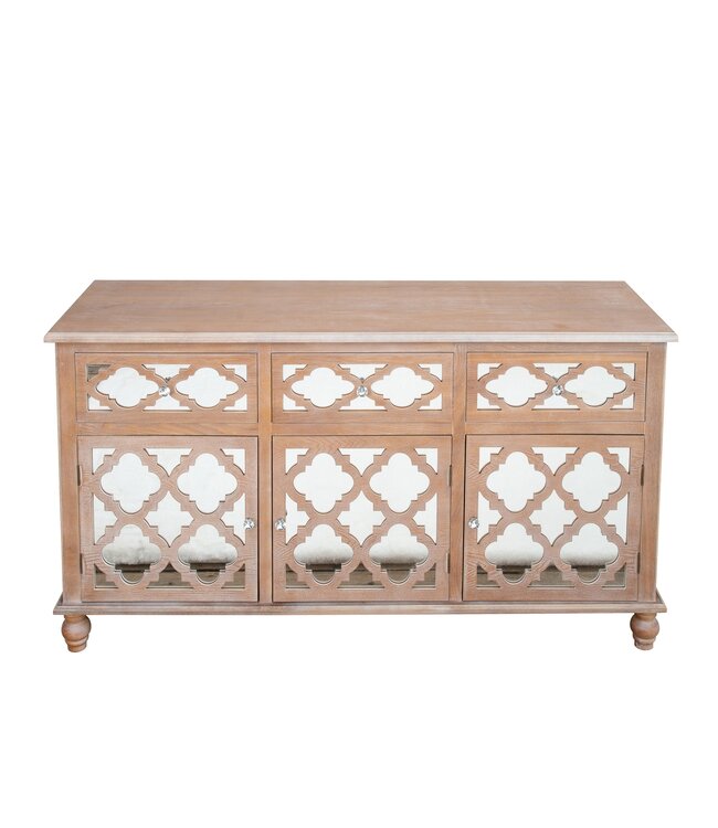 Wood & Lattice Mirrored Sideboard
