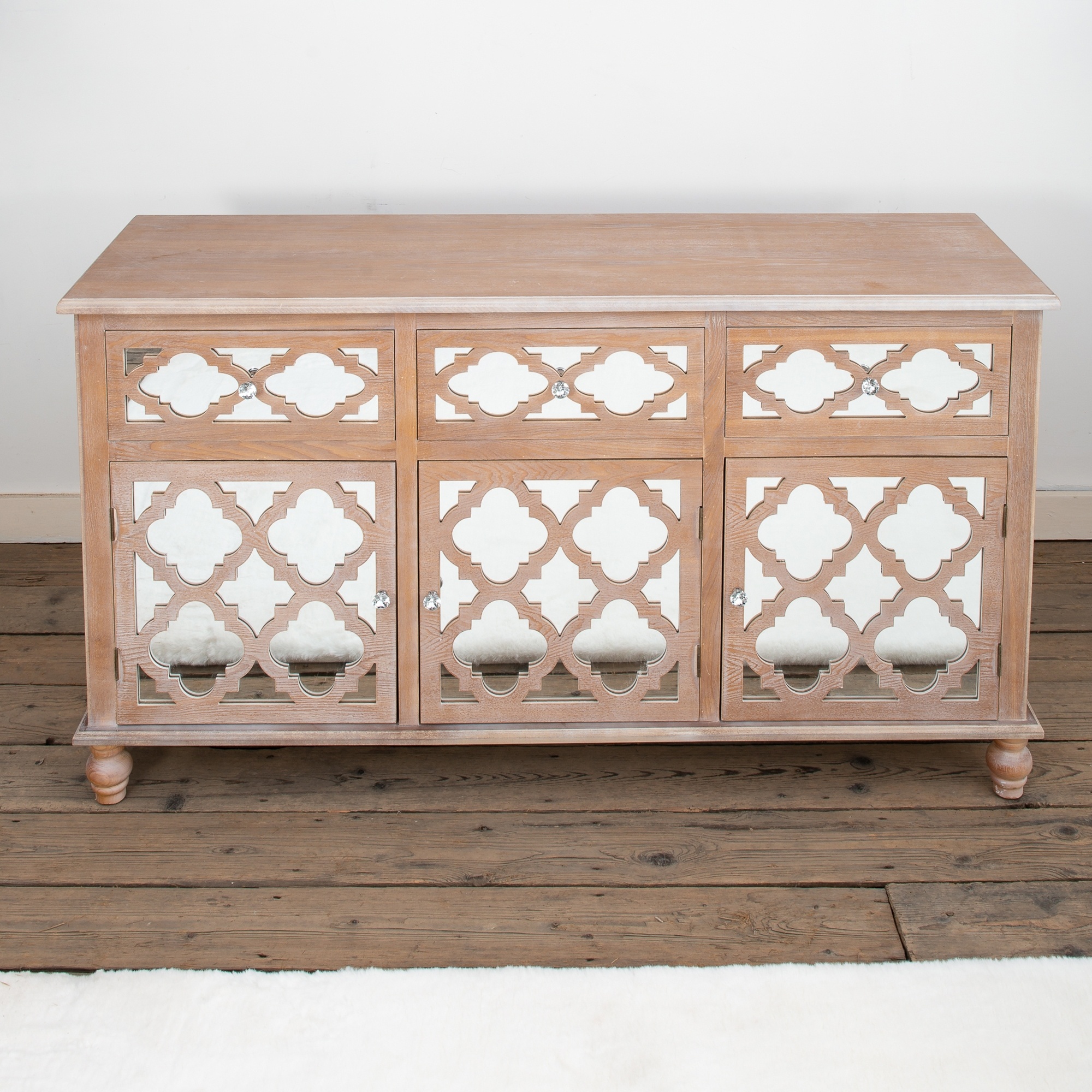 reclaimed wood wooden mirrored sideboard