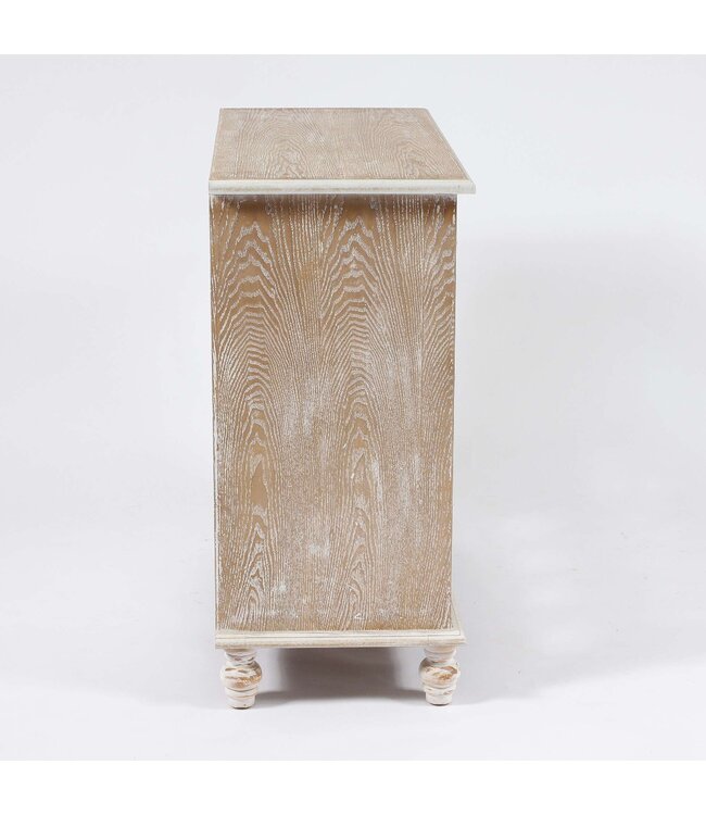 Wood & Lattice Mirrored Chest of Drawers